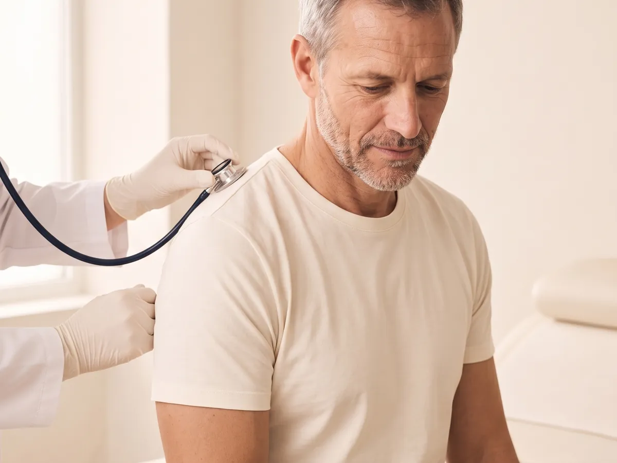 Stethoscope check during an annual physical